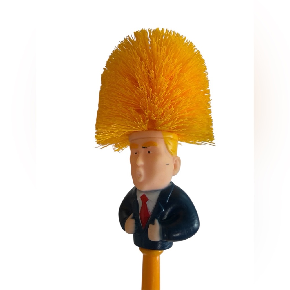 Novelty Orange Trump Toilet Brush with Holder - Picture 6 of 6